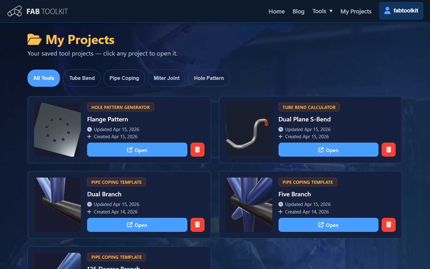 Saved Projects